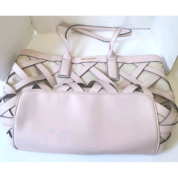 MICHAEL KORS Sienna Large Tote BAG POWDER BLUSH Leather Canvas - Picture 11 of 11